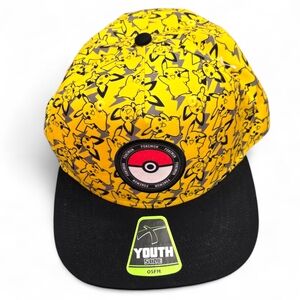 Pokemon Youth Size Yellow and Black Pikachu Snapback Cap NEW OSFM